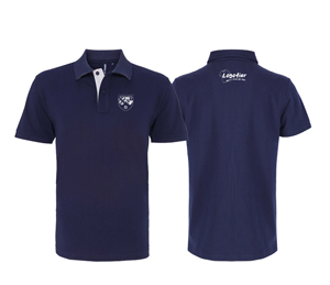 Polo navy 
Marquage coeur  / nuque : blanc 

>> Collection ASNL Foot