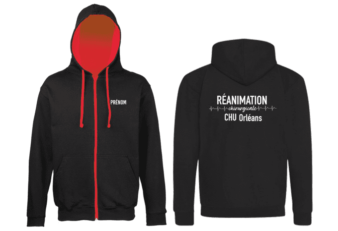 Sweat à capuche zippé bicolore // UNISEXE  // CHU REA CHIRURGICAL