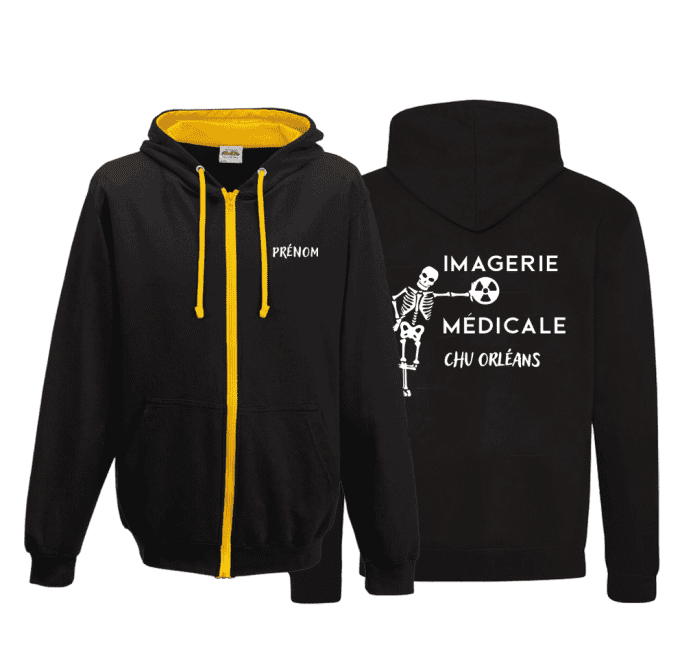 Sweat à capuche zippé bicolore // du S au 2XL //  UNISEXE  // IMAGERIE MED.