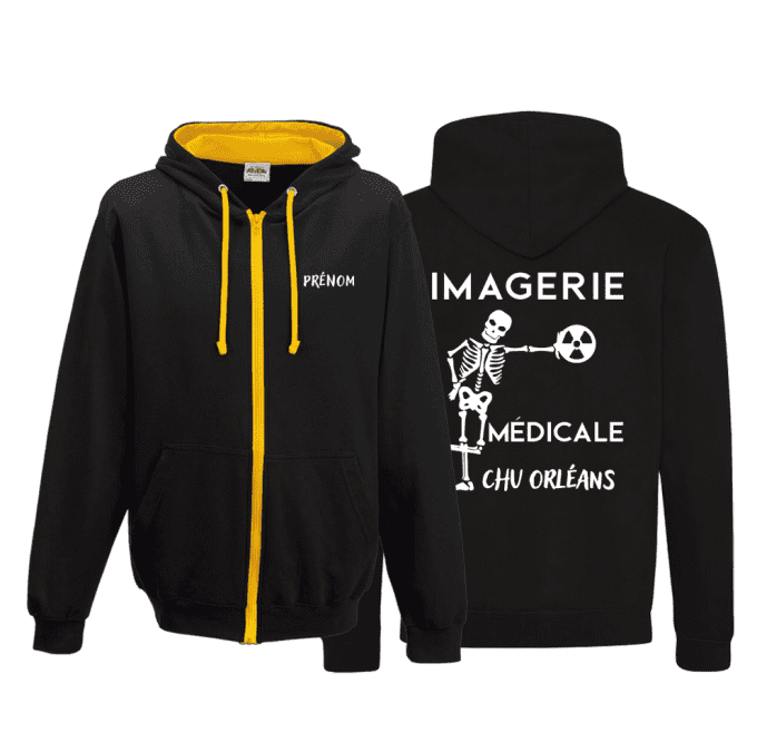 Sweat à capuche zippé bicolore // du S au 2XL //  UNISEXE  // IMAGERIE MED.