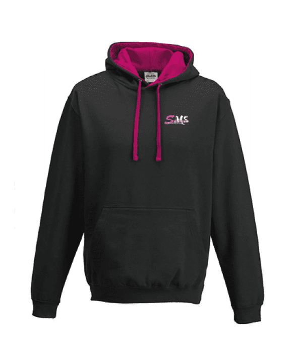Sweat à capuche bicolore - Noir / Hot pink