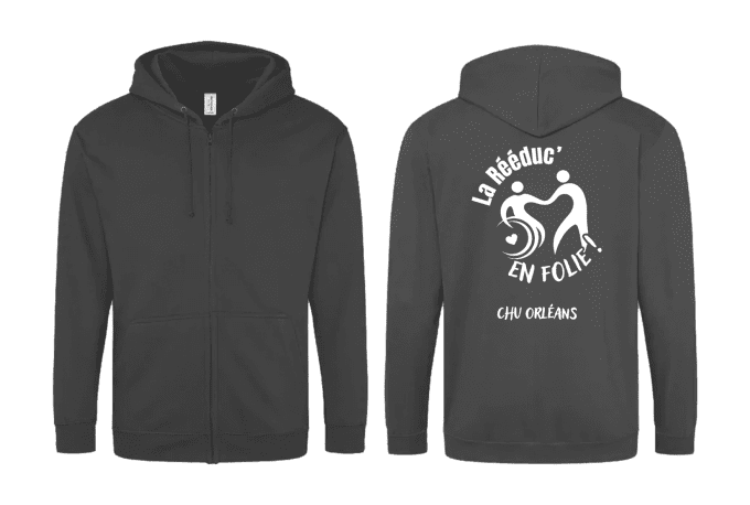 Sweat à capuche zippé // du S au 5XL // UNISEXE // CHU LA REEDUC EN FOLIE