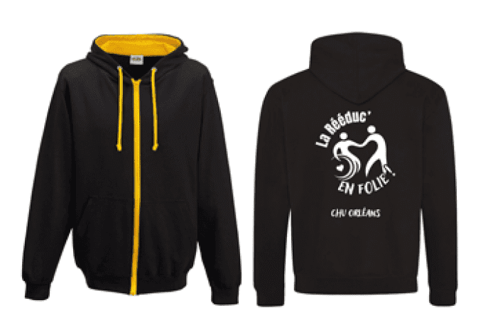Sweat à capuche zippé bicolore // du S au 2XL // UNISEXE  // CHU LA REEDUC EN FOLIE