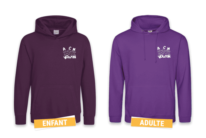 Sweat à capuche  Adulte / Enfant - ACM Vouzon -  Purple