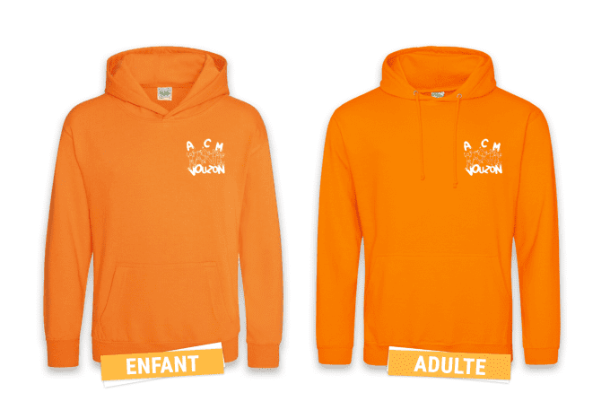 Sweat à capuche  Adulte / Enfant - ACM Vouzon - Orange