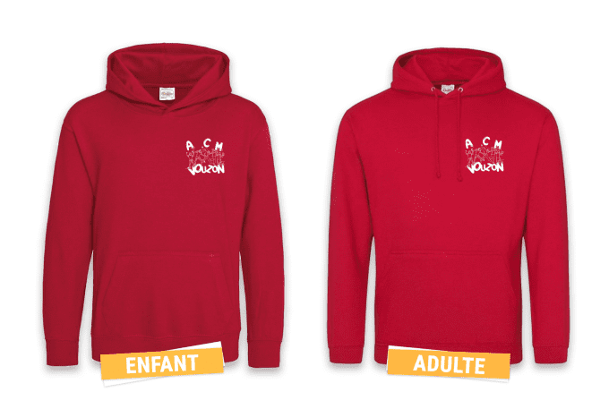 Sweat à capuche  Adulte / Enfant - ACM Vouzon - Rouge