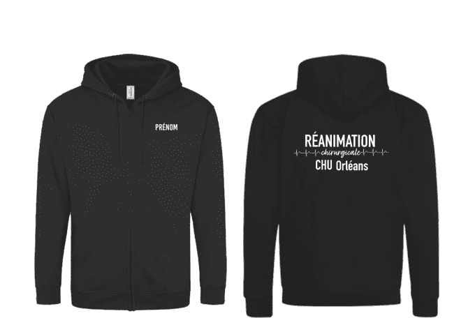 Sweat à capuche zippé // du S au XXL  // UNISEXE  // CHU REA CHIRURGICAL