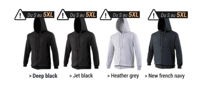 Sweat à capuche zippé // du S au 5XL // UNISEXE  // CHR